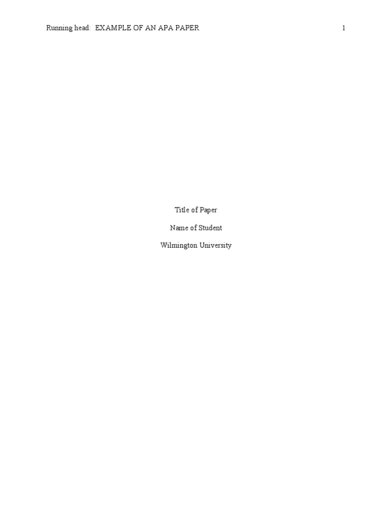 Running Head Example of An Apa Paper 1 PDF