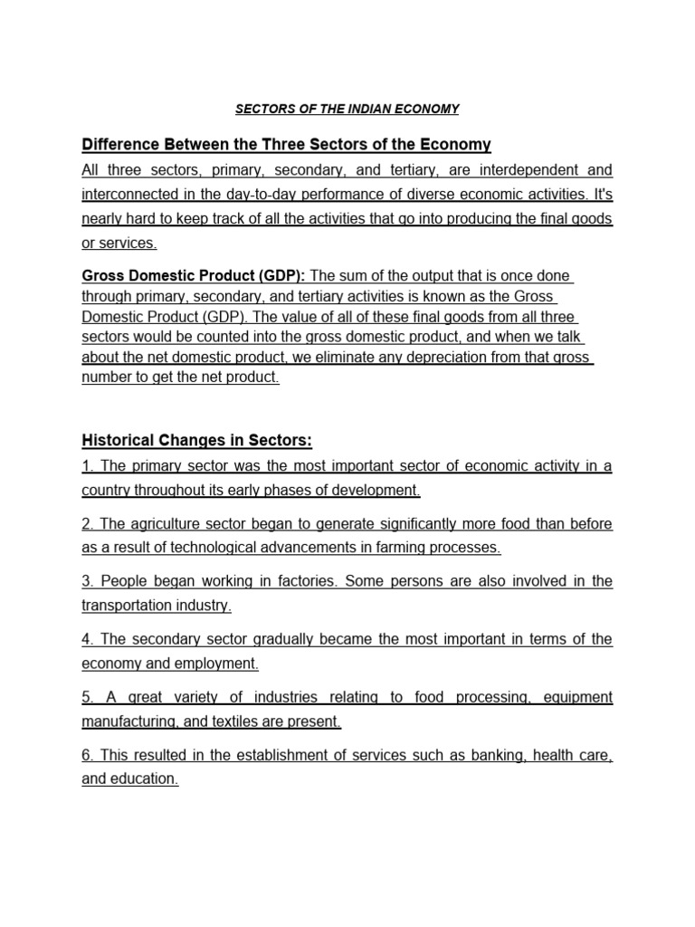 Overview of India's Economic Sectors | PDF | Gross Domestic Product ...