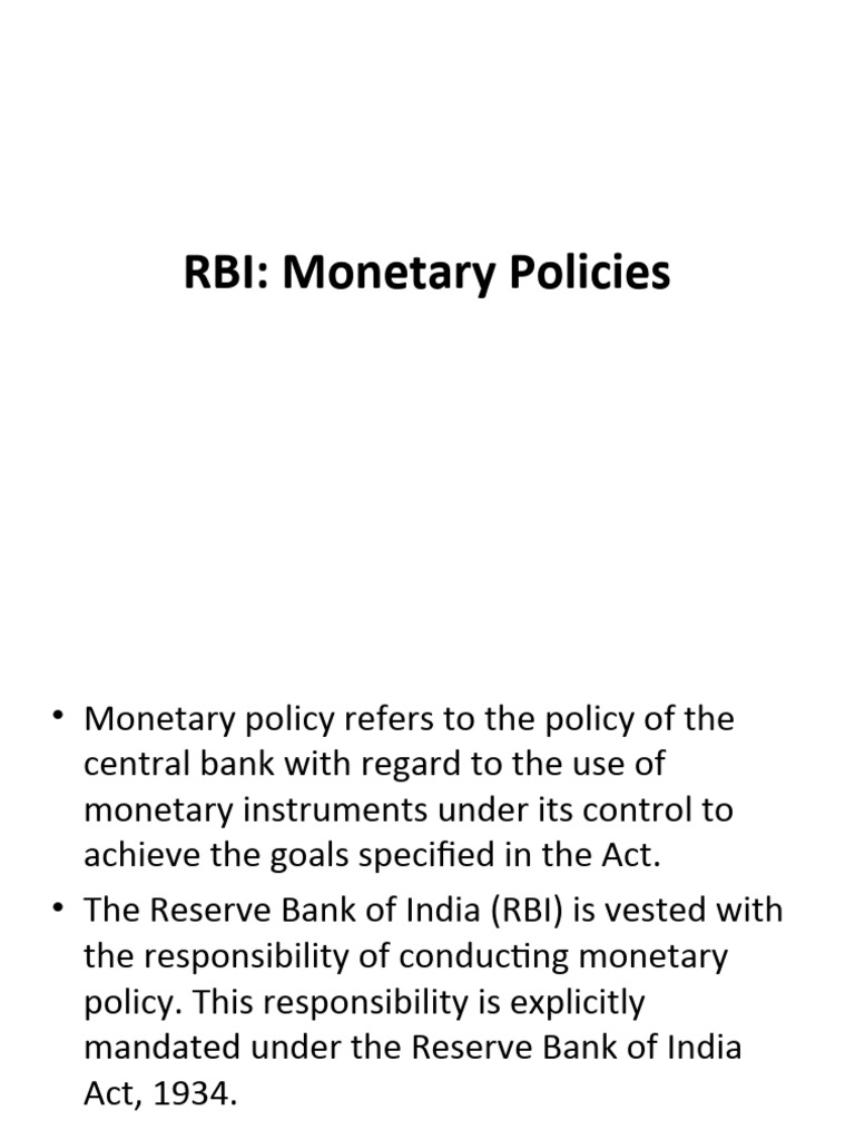 RBI Monetary Policy Framework Explained | PDF | Reserve Bank Of India ...