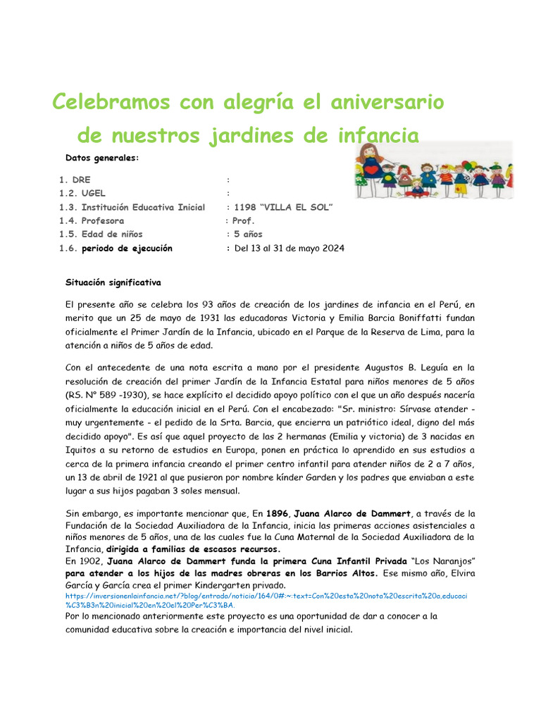 Celebración de 93 Años de Jardines Infantiles | PDF | Educación de la ...