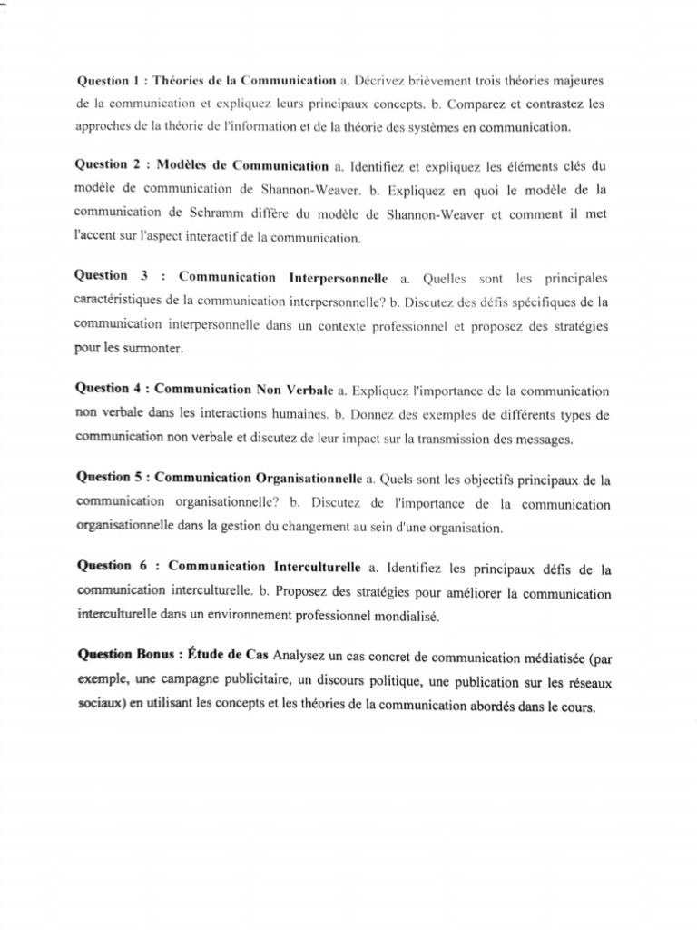 Exercice Approche Et Processus de La Communication | PDF