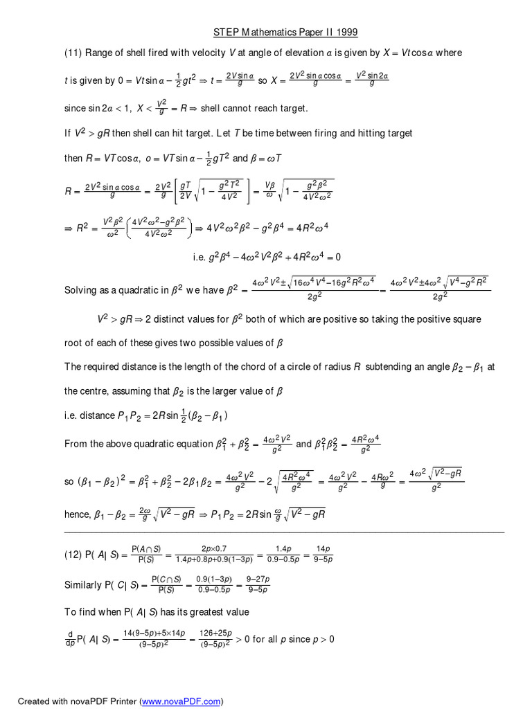 Shell Trajectory and Probability Analysis | PDF | Mathematics