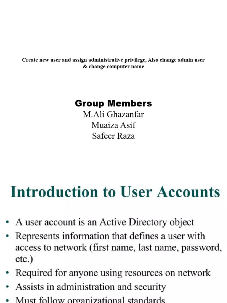 Create User and Change Admin Privileges | PDF | Self-Improvement