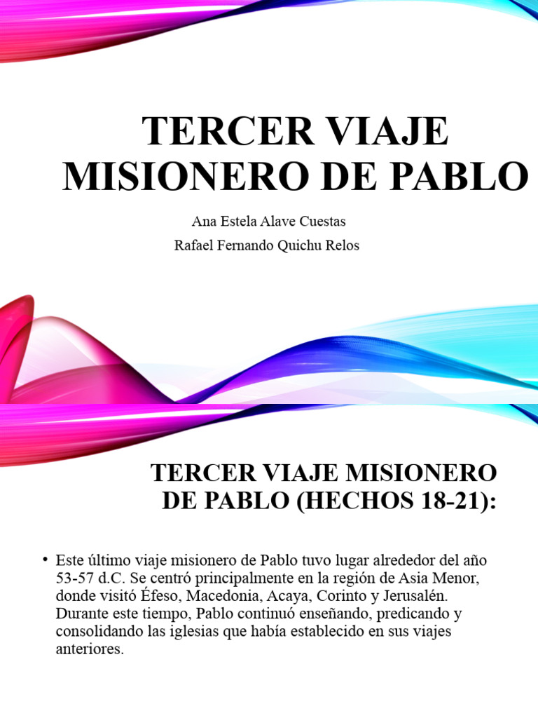 Tercer Viaje Misionero de Pablo (Hechos 1821 PDF Pablo el apóstol