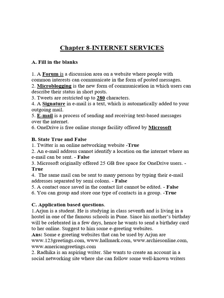 Class 7 Internet Services Overview | PDF | Internet | Microblogging