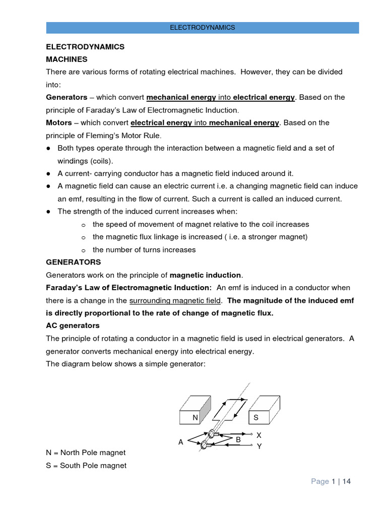Electrodynamics: Generators and Motors | PDF | Electromagnetic ...