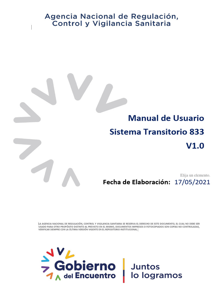 Manual de Usuario Sistema Transitorio 833 | PDF | Usuario (informática ...