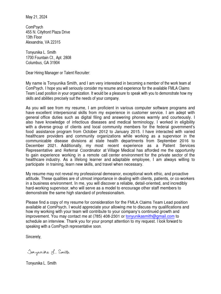 ComPsych FMLA Claims Team Lead Application | PDF | Health Care | Social ...