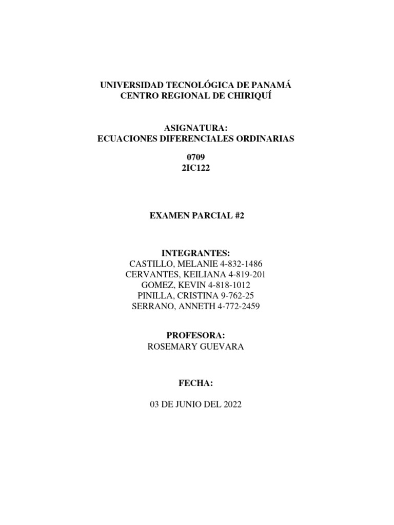 Parcial 2 Mod 2 | PDF | Ecuaciones | Ecuaciones diferenciales