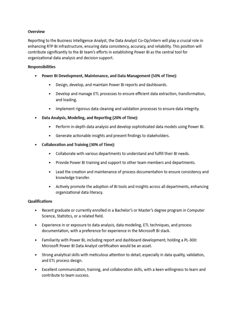 Data Analyst Co-Op Role in Power BI | PDF | Business