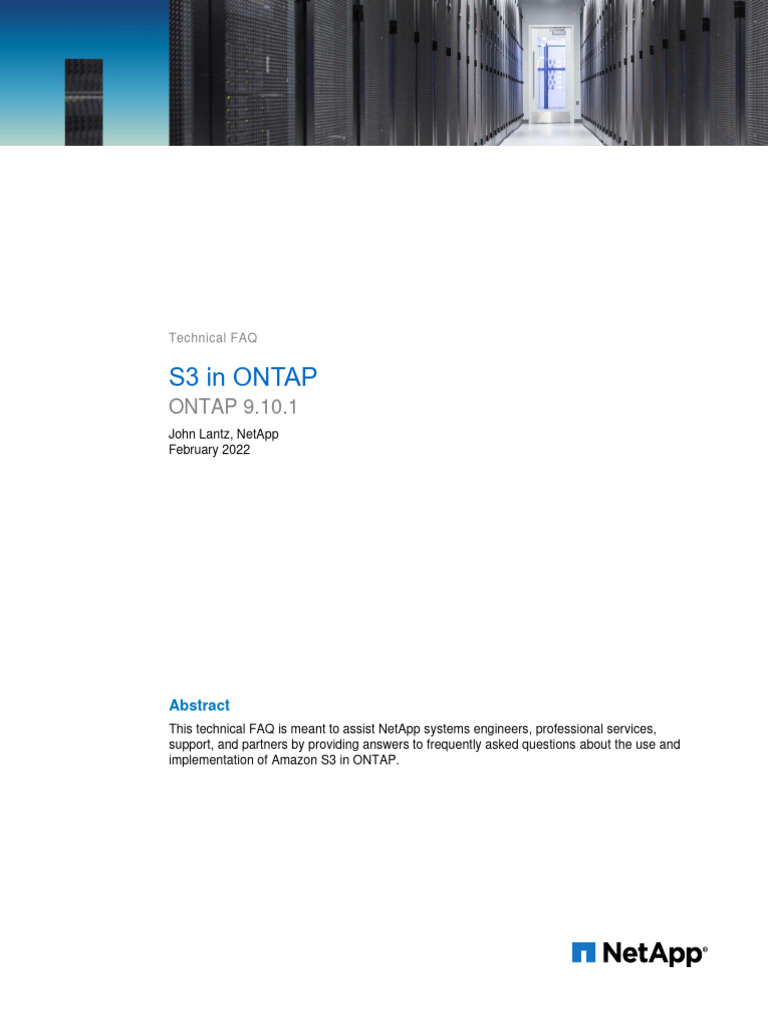 S3 For ONTAP 9.10 Technical FAQ 2022.02.15 | PDF | Computer Engineering ...
