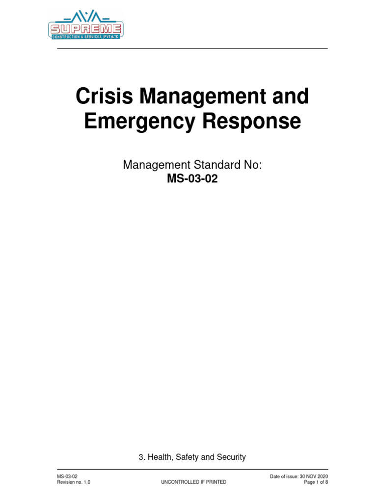 Crisis Management And Emergency Response Pdf Emergency Crisis