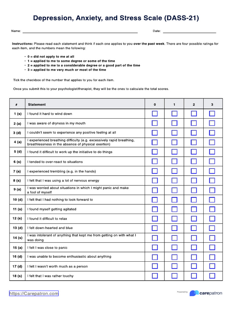 DASS-21: Depression, Anxiety, Stress Scale | PDF | Anxiety | Stress ...