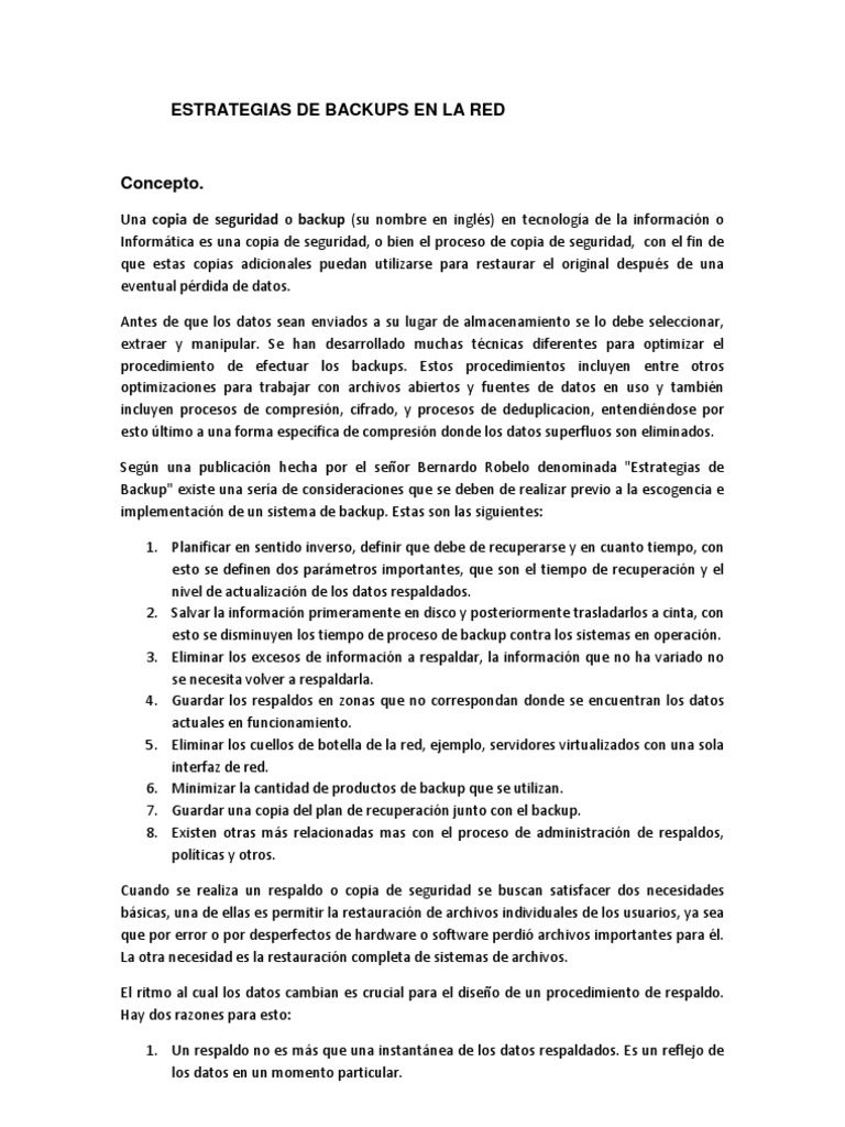 Estrategias de Backups en La Red | PDF | Apoyo | Archivo de computadora