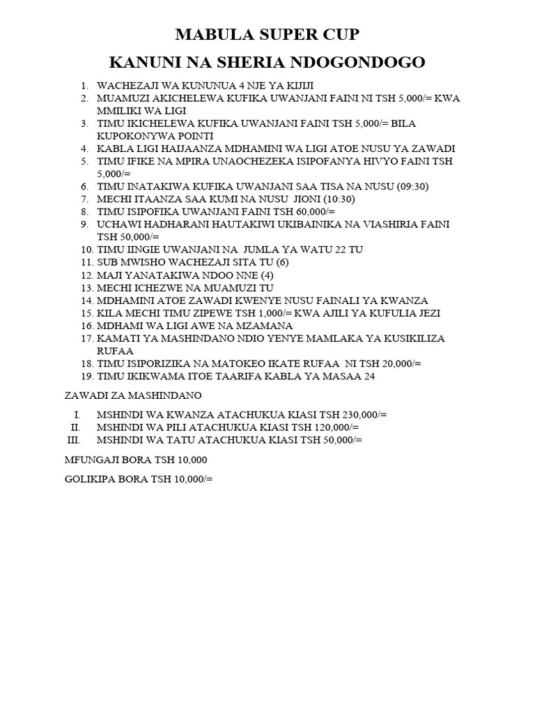 Mabula Super Cup | PDF