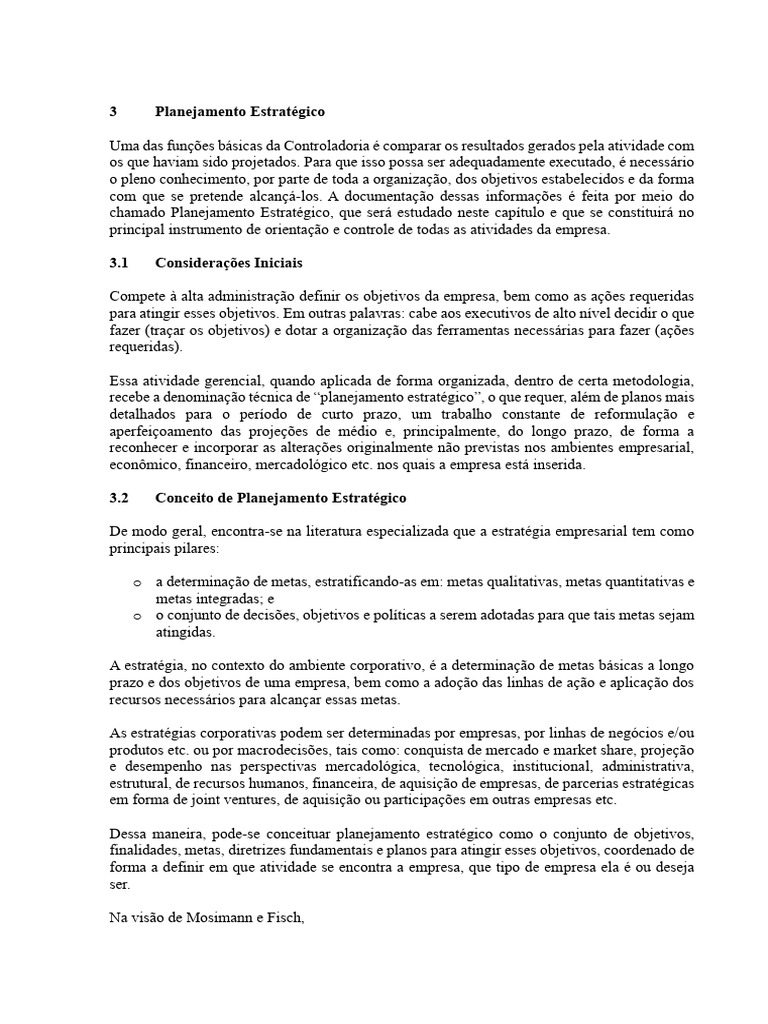 Planejamento Estratégico - Controladoria | PDF | Planejamento ...