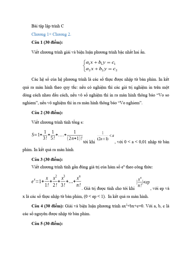 Danh sach bai tap lap trinh c pdf