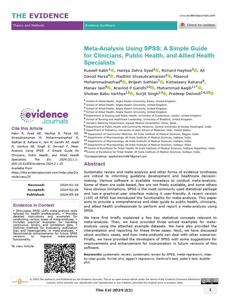 SPSS Meta-Analysis Guide for Health Pros | PDF | Effect Size | Meta ...