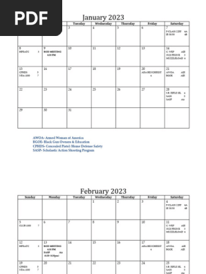 2023 Monthly Calendar