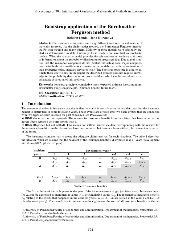 Bootstrap in Bornhuetter-Ferguson Method | PDF | Bootstrapping ...