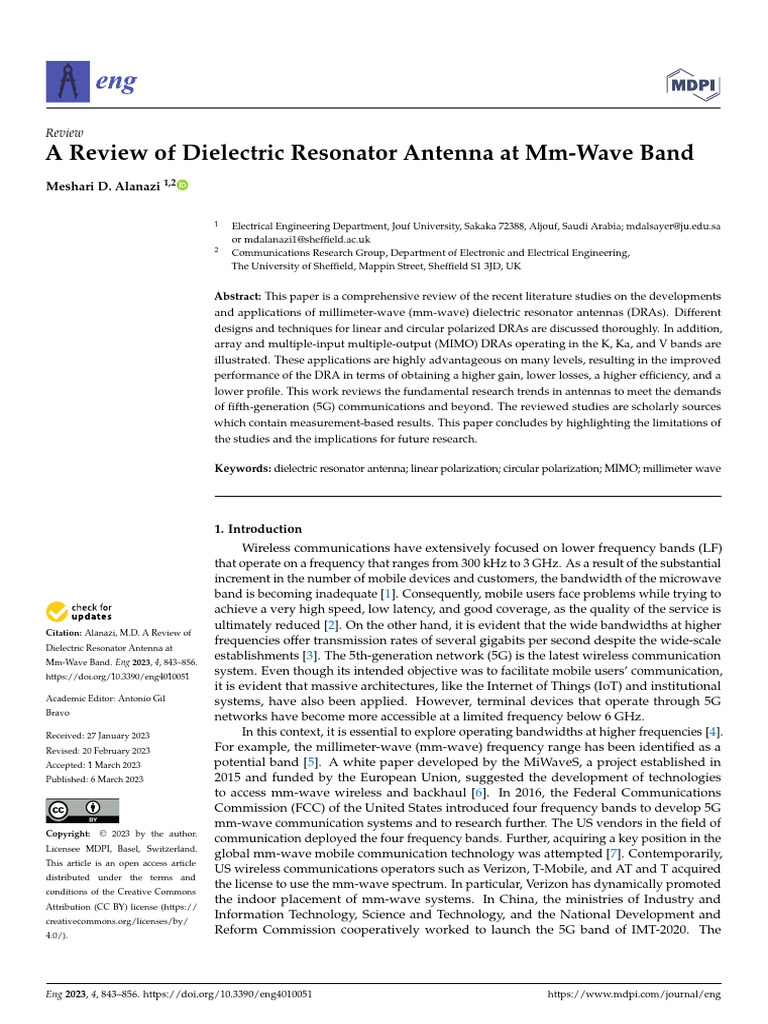 A Review of Dielectric Resonator Antenna at Mm-Wave Band | PDF ...
