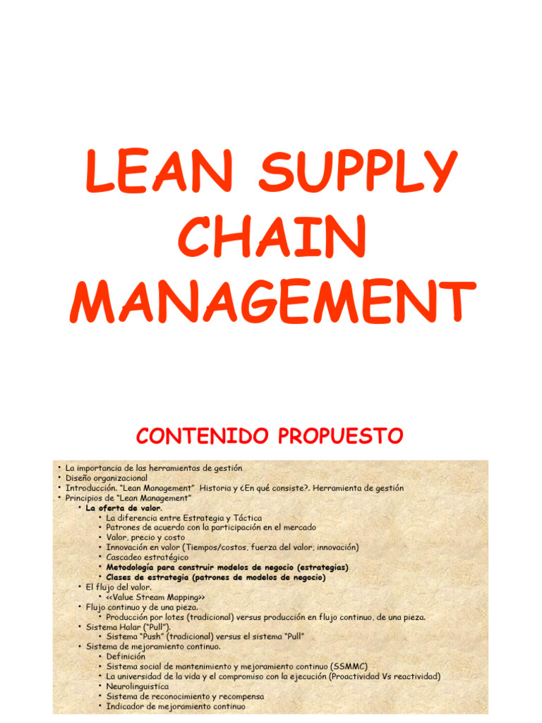 Gestión Lean en la Cadena de Suministro | PDF | Lean Manufacturing ...