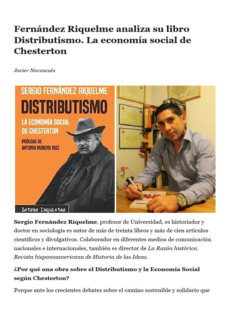 Distributismo: Economía Social de Chesterton | PDF | Doctrina social ...
