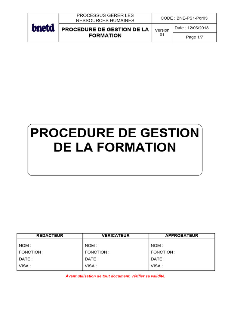 Gestion de la Formation Professionnelle | PDF | Gestion des ressources ...
