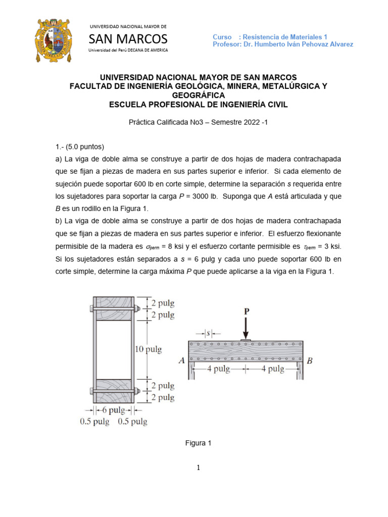 Práctica de Resistencia de Materiales 1 | PDF | Viga (Estructura ...