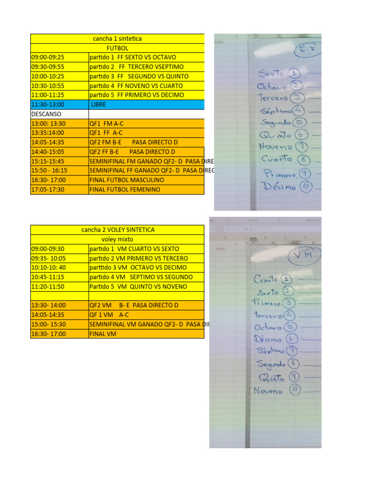 Fixture Evento Deportivo Pdf