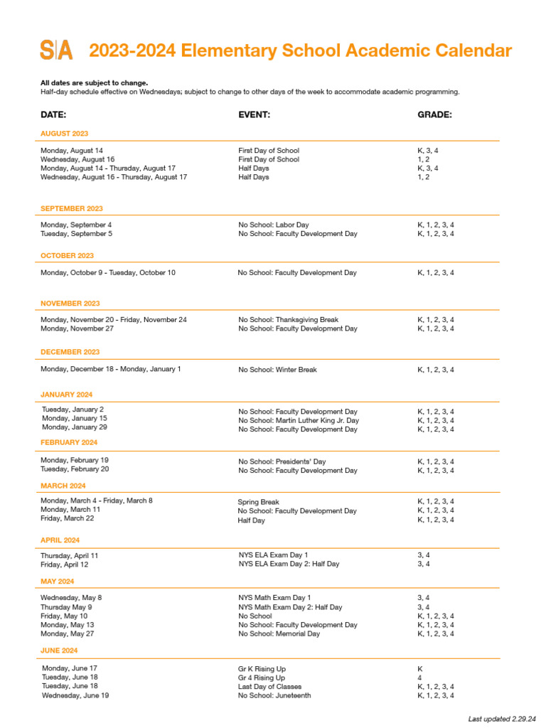 Academic Calendar 2023 2024 ES 2.24 V3 | PDF | Academic Term | Observances