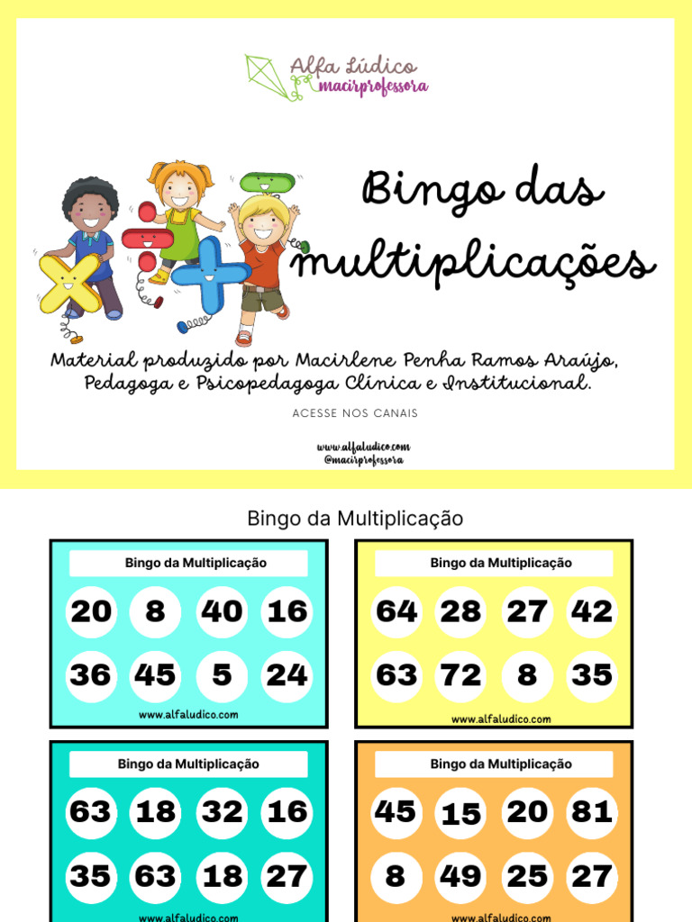 Bingo da Multiplicação para Imprimir | PDF