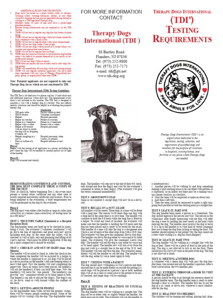 TDI Test Requirements | PDF | Dogs | Leash