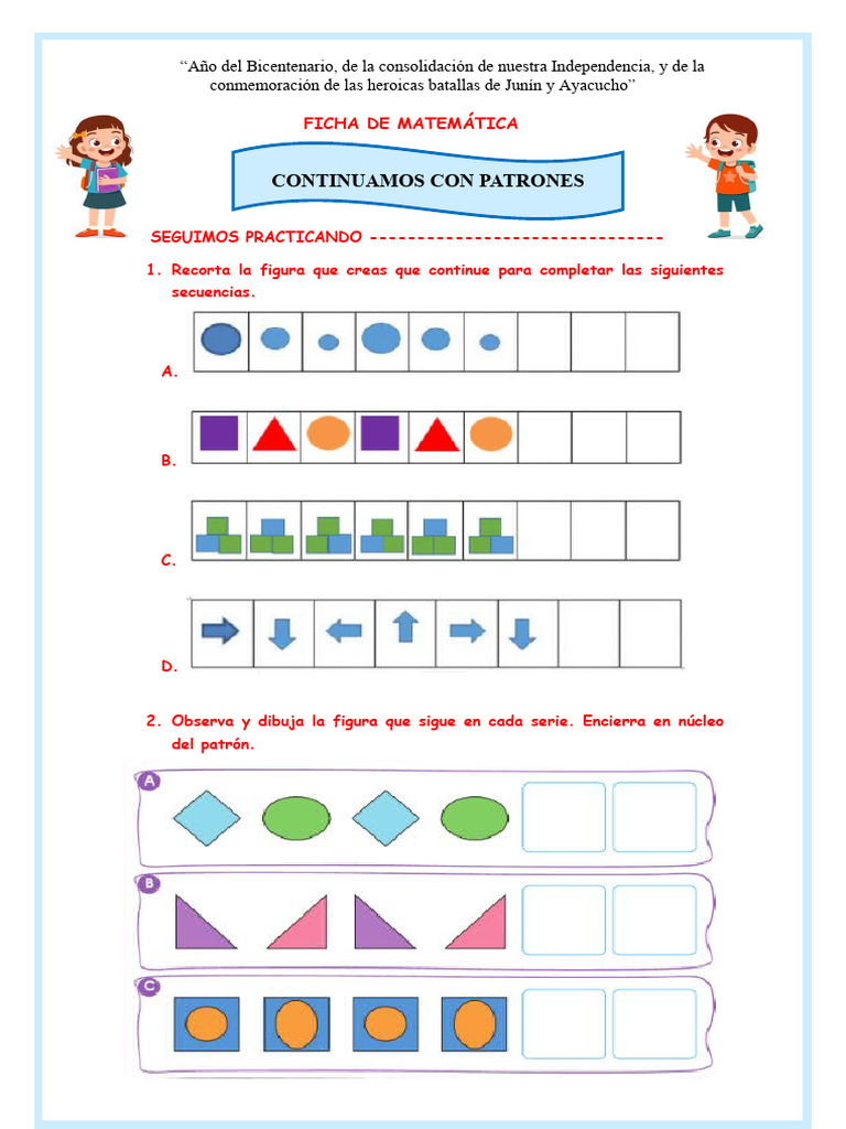 Ficha Mate Continuamos Con Patrones | PDF | Geometría | Matemáticas