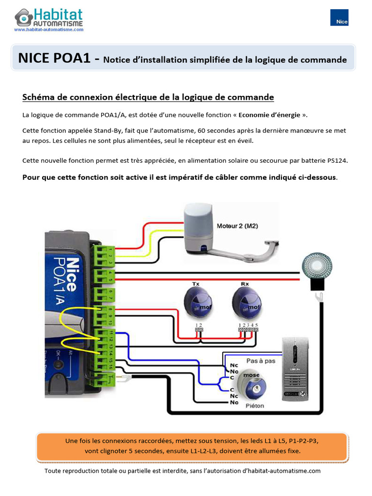 Notice d'installation Nice POA1 | PDF | Télécommande