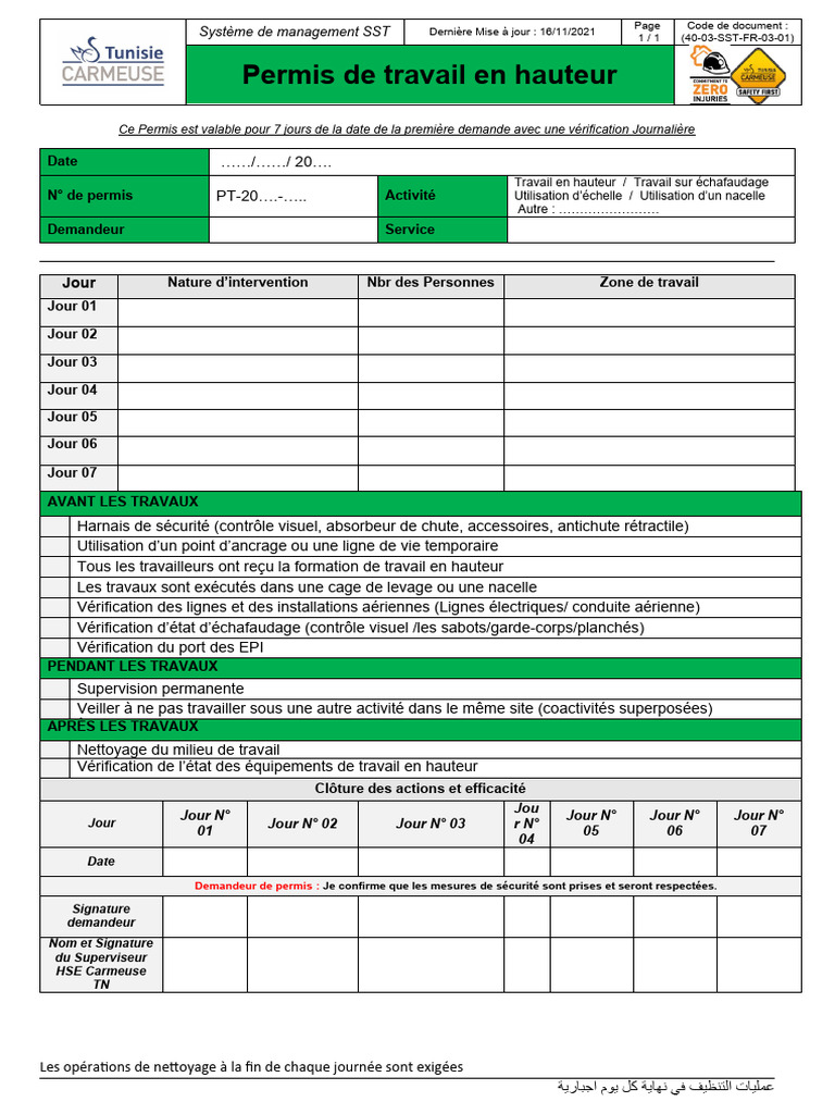 Permis de Travail en Hauteur SST | PDF | Infrastructure de transport