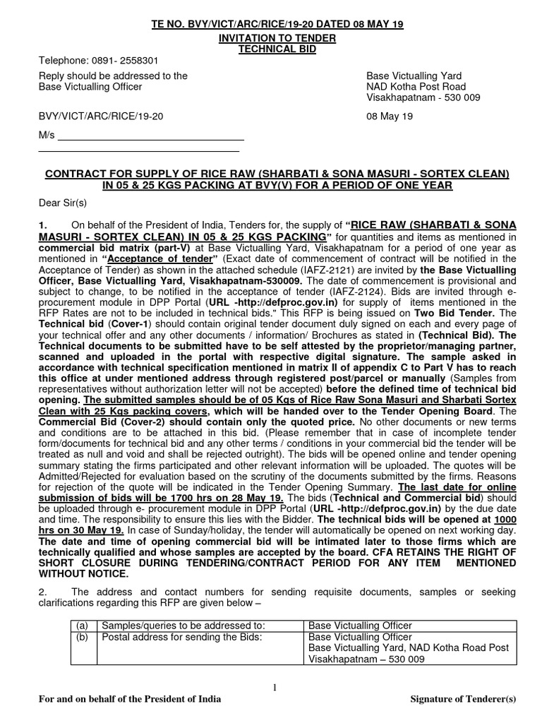 Rice RFP | PDF | Taxes | Value Added Tax