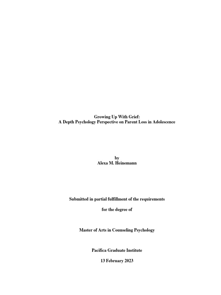 Adolescent Grief: Parent Loss Insights | PDF | Grief | Psychological Trauma