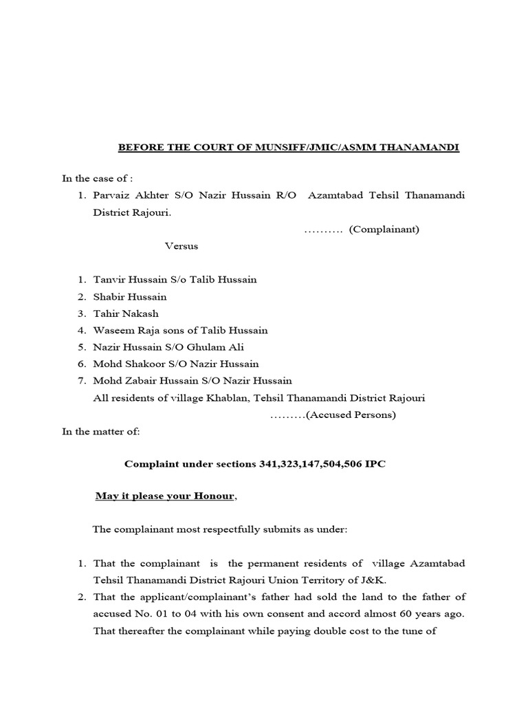 IPC 341, 323, 504, 506 Case Details | PDF | Affidavit | Separation Of ...
