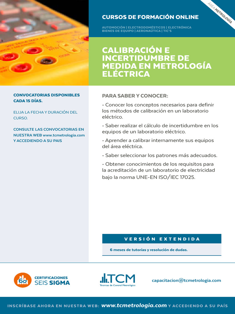 Calibracion e Incertidumbre de Medida Electrica EXT | PDF | Calibración ...