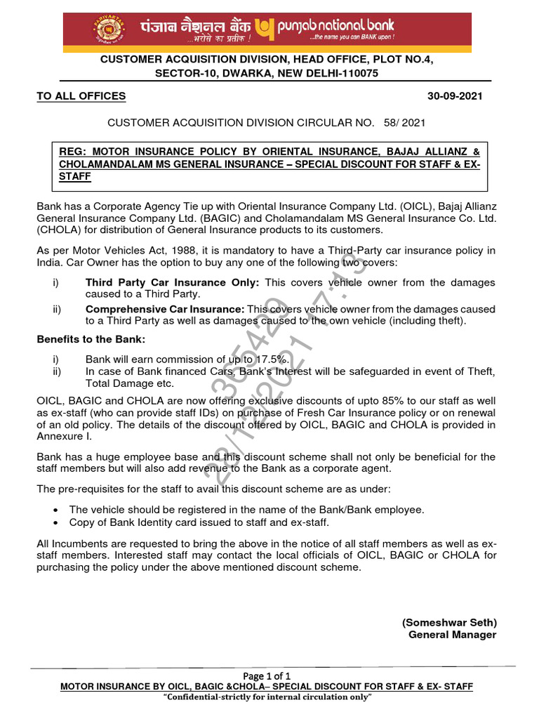 Staff Discounts on Motor Insurance Policies | PDF | Vehicle Insurance ...