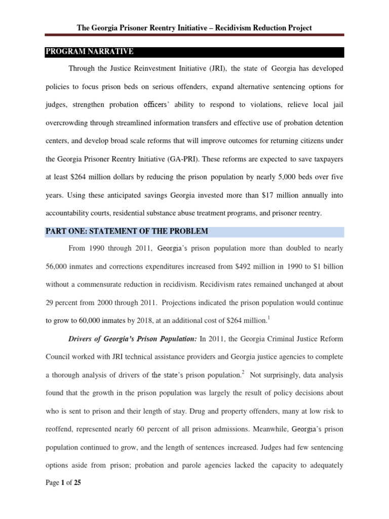 Georgia's Reentry Initiative Focus | PDF | Recidivism | Prison