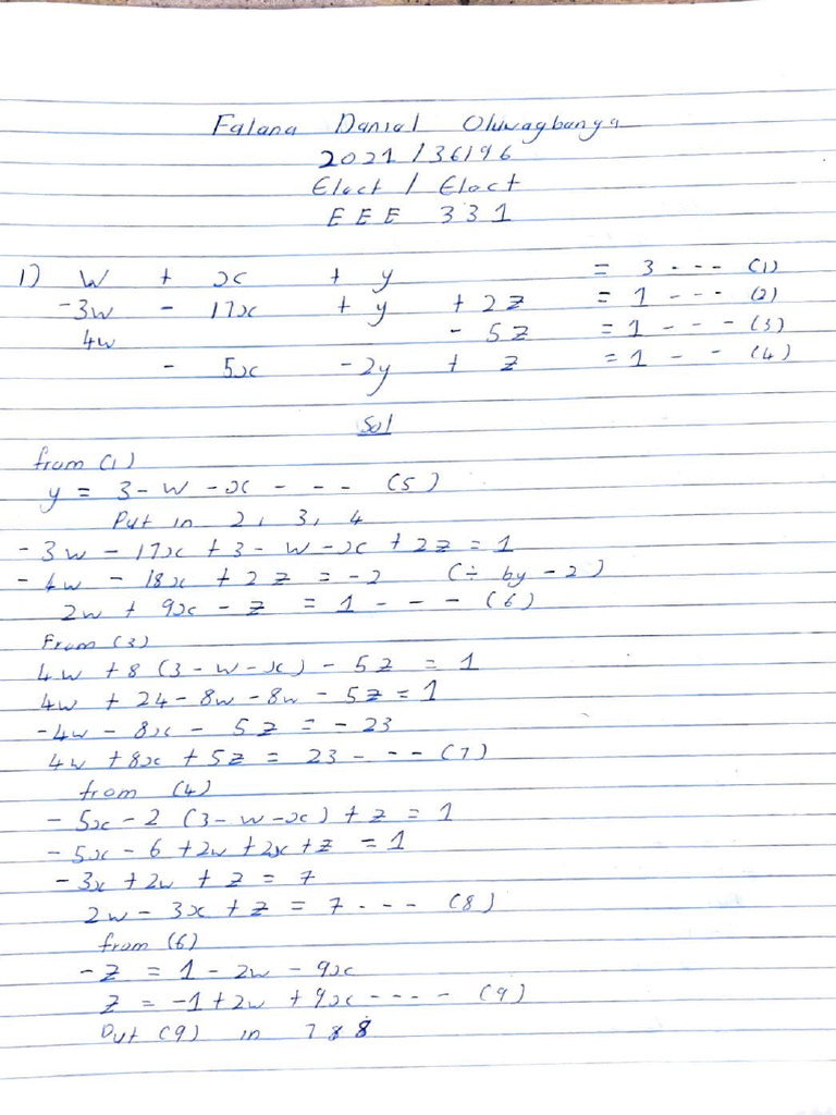 Gaussian elimination assignment pdf