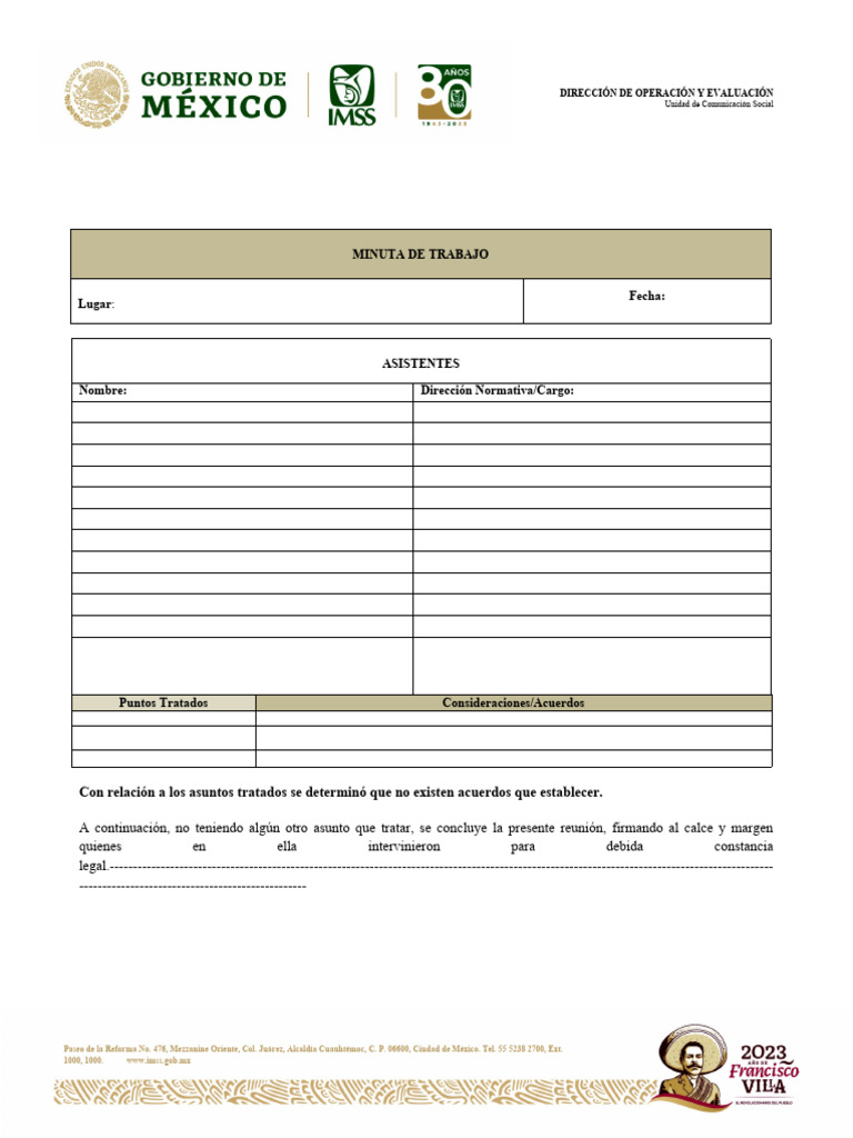 Minuta de Trabajo IMSS 2025 | PDF