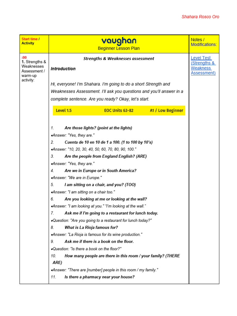 Shahara Day 2 Class Plan | PDF | English Language | Linguistics