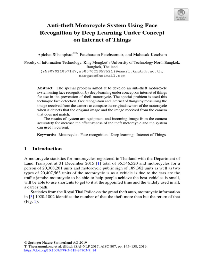 Anti-Theft Motorcycle System with Face Recognition | PDF | Artificial ...