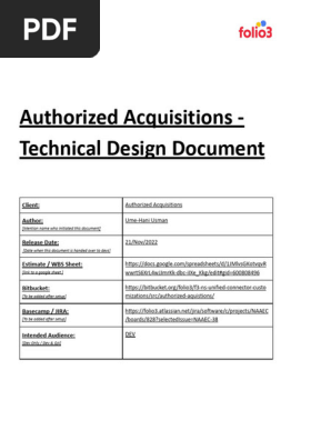 Authorized Acquisitions - EBay Connector - Technical Design Document