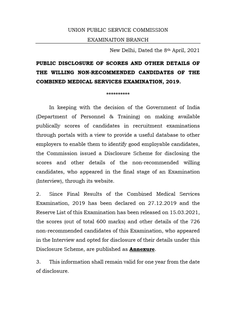 Combined Medical Services Examination, 2019 PDF Medical Specialties