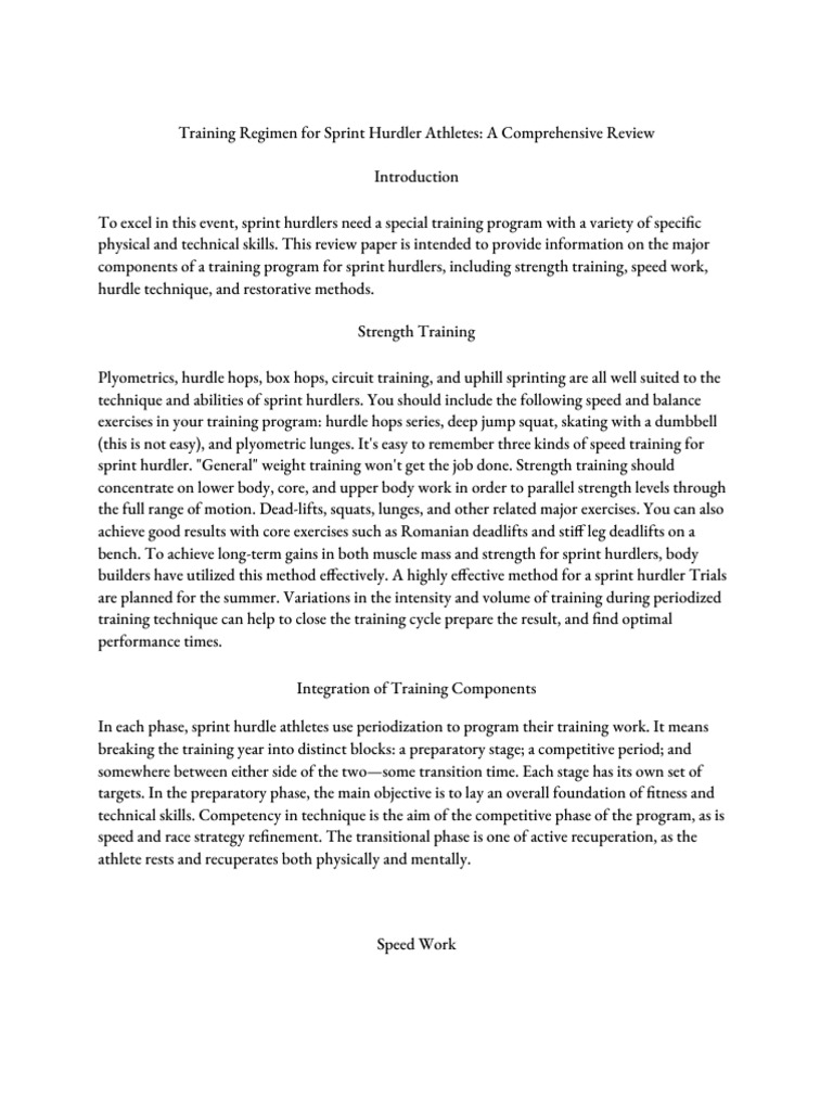 Sprint Hurdler Training Program Guide | PDF | Strength Training ...