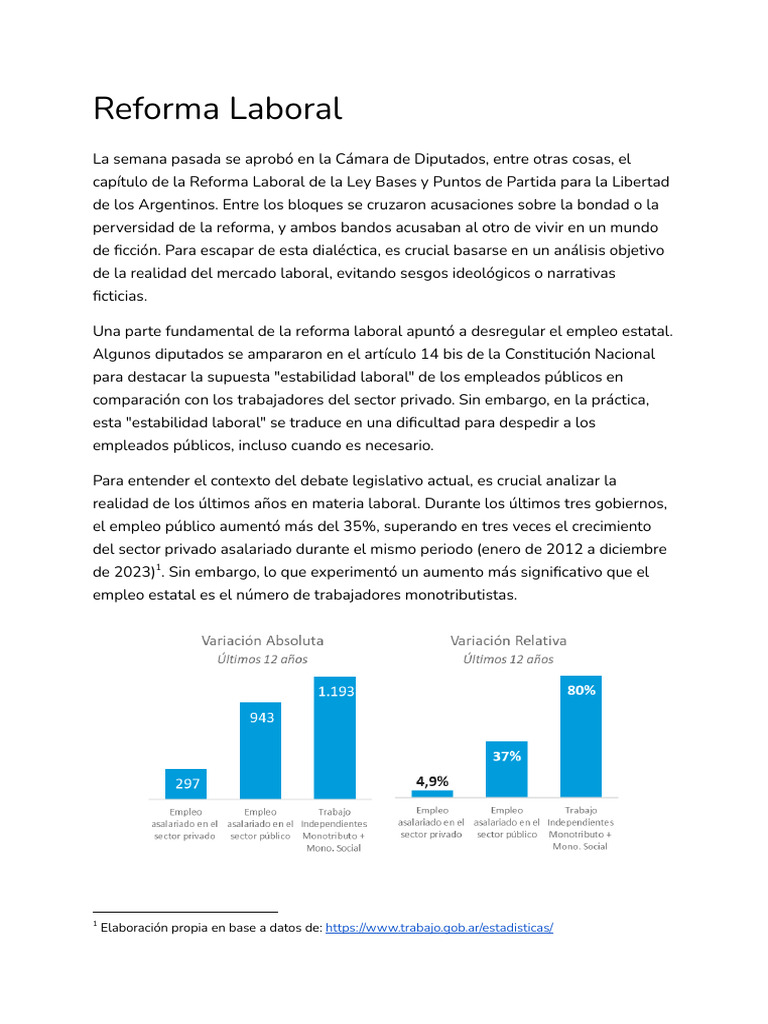 Reforma Laboral y Empleo Informal en Argentina | PDF | Derecho laboral ...